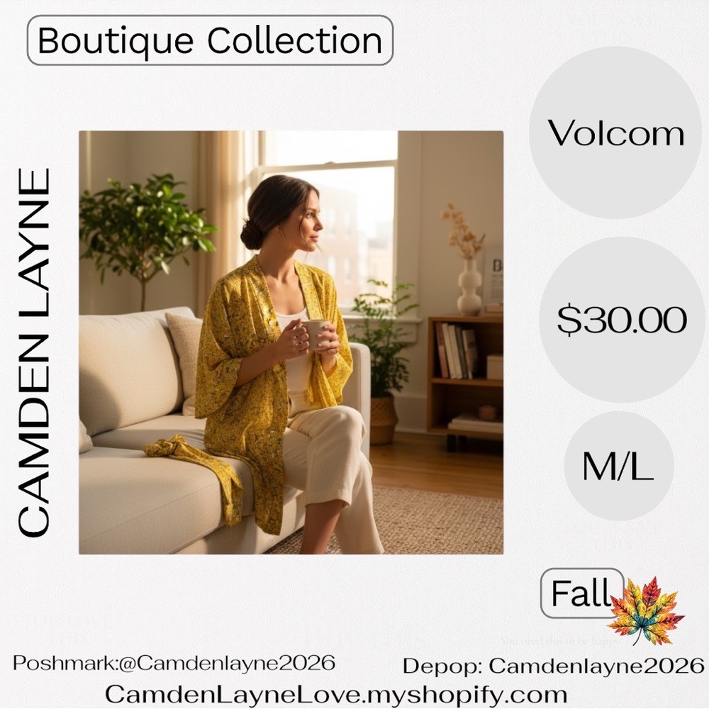 Volcom Mustard Floral Wrap - Picture 4 of 9